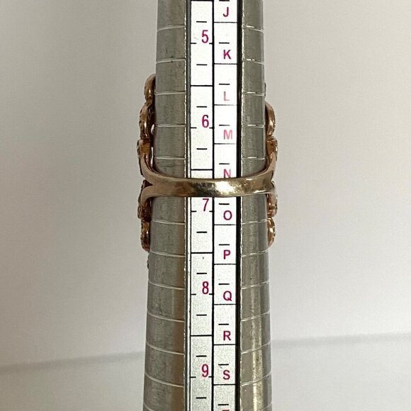 Rose Gold Plated Sterling Silver 925 Scrollwork White Sapphire Ring Sz 6.75 - Picture 9 of 16